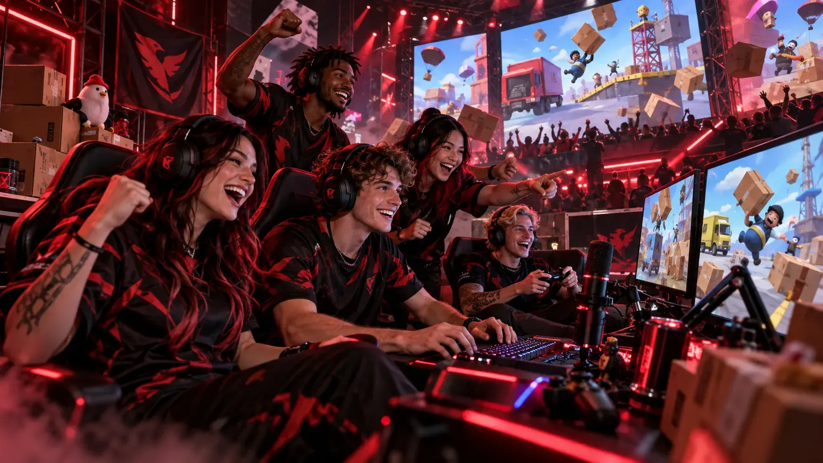 Lifted Spirits Gaming Team playing together during an online community gaming event