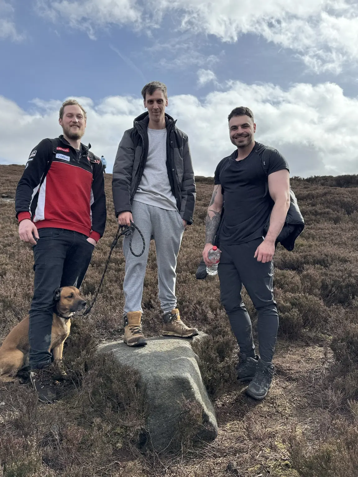 Lifted Spirits members exploring woodland near Black Clough Waterfall