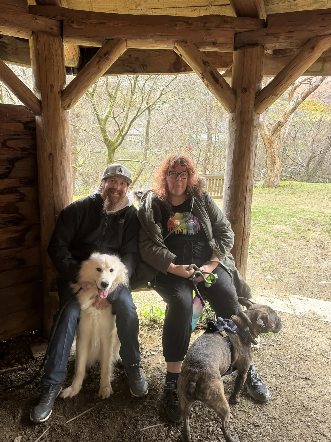 Lifted Spirits members with dogs during the Elan Valley community trip