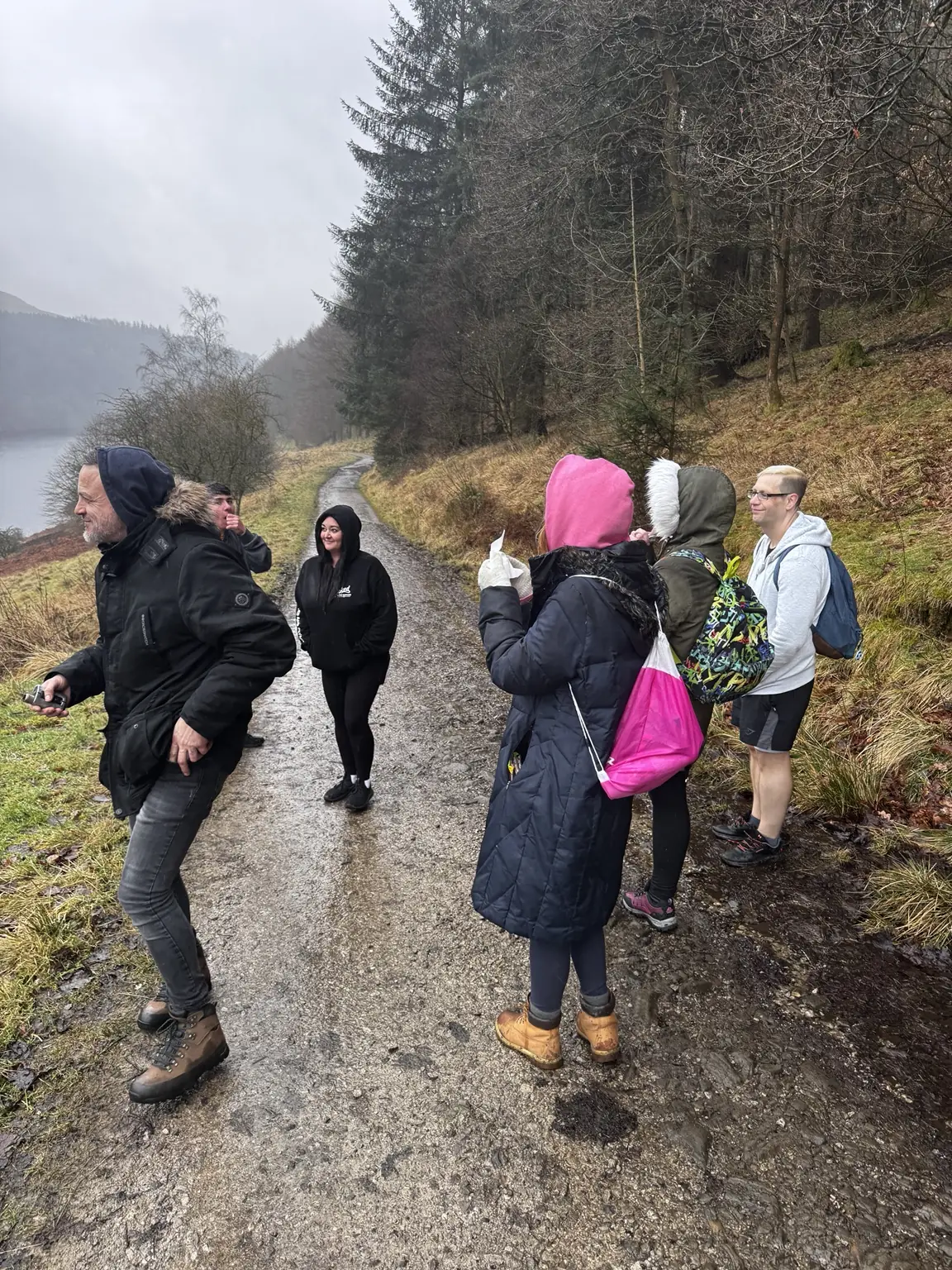 Lifted Spirits members walking beside Ladybower Reservoir in the Peak District