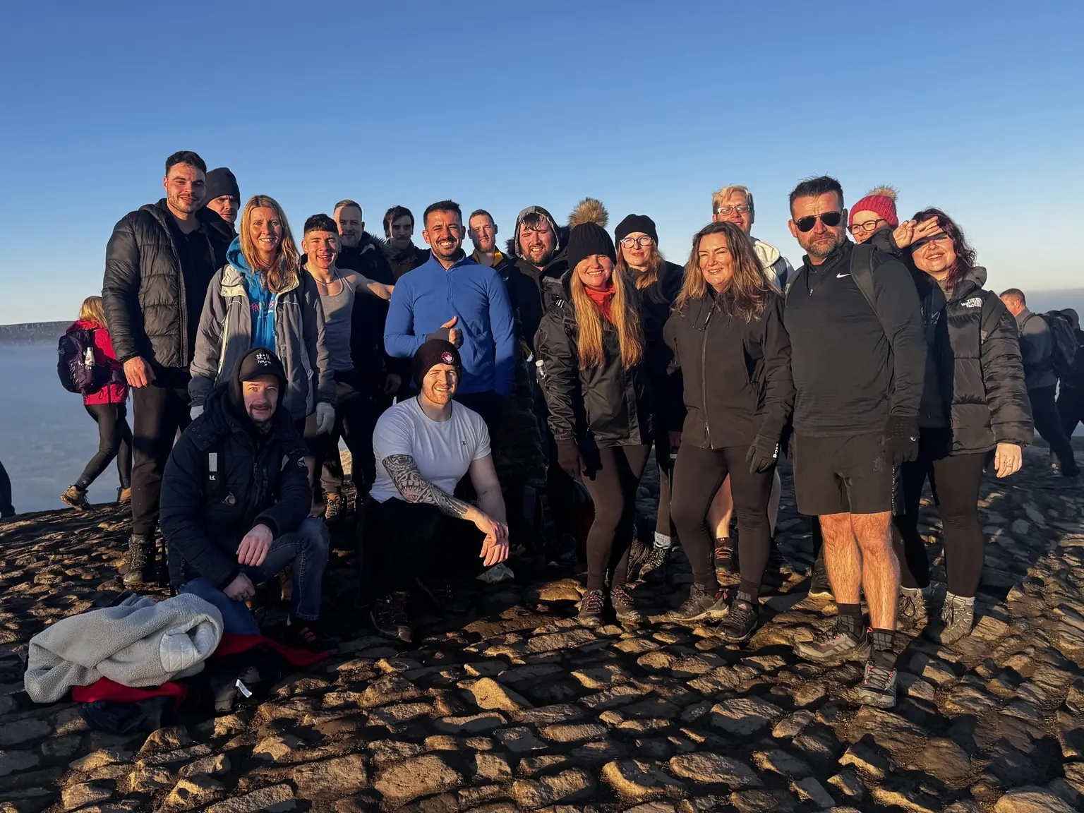 Lifted Spirits members together on Mam Tor during the community's first big meet-up